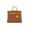 HERMES SPECIAL ORDER (HSS) BIRKIN 25 GOLD AND JAUNE AMBRE TOGO BRUSHED GOLD HARDWARE  HANDMADE(25cm)