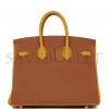 HERMES SPECIAL ORDER (HSS) BIRKIN 25 GOLD AND JAUNE AMBRE TOGO BRUSHED GOLD HARDWARE  HANDMADE(25cm)