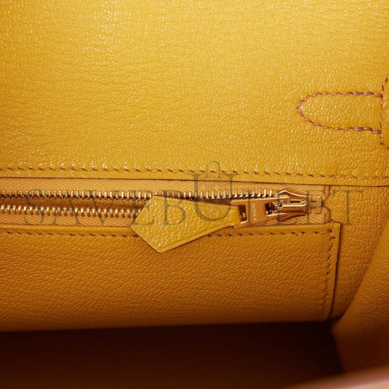 HERMES SPECIAL ORDER (HSS) BIRKIN 25 GOLD AND JAUNE AMBRE TOGO BRUSHED GOLD HARDWARE  HANDMADE(25cm)