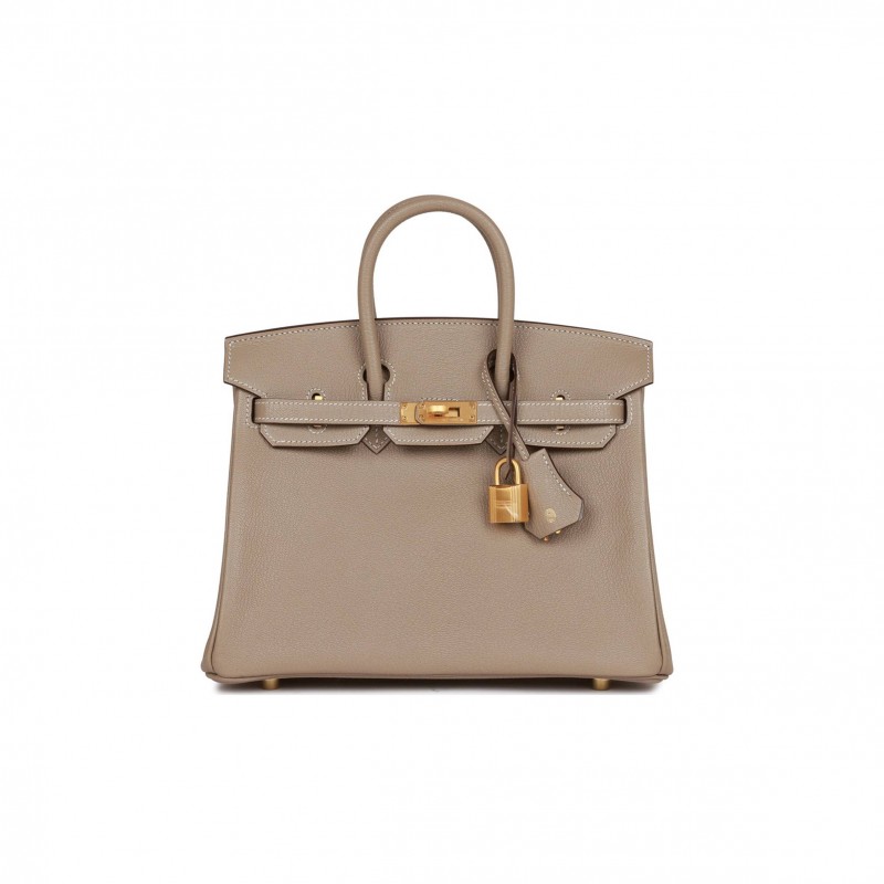 HERMES SPECIAL ORDER (HSS) BIRKIN 25 GRIS TOURTERELLE VERSO CHEVRE BRUSHED GOLD HARDWARE HANDMADE (25cm)