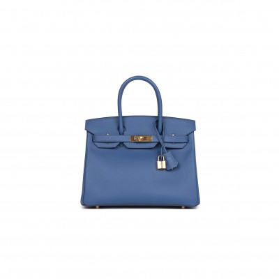 HERMES BIRKIN 30 BLEU BRIGHTON EPSOM GOLD HARDWARE (25cm)