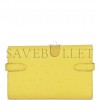 HERMES MEDIUM KELLY DEPLIANT WALLET JAUNE CITRON OSTRICH PALLADIUM HARDWARE (15*10*3cm)