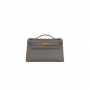 HERMES MINI KELLY POCHETTE GRIS MEYER SWIFT GOLD HARDWARE (22*14*7cm)