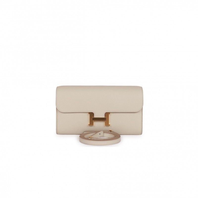 HERMES CONSTANCE WALLET TO GO BETON EVERCOLOR GOLD HARDWARE (22*11cm)