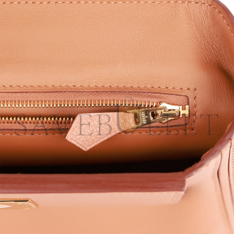 HERMES MINI 2424 BAG GOLD EVERCOLOR AND SWIFT GOLD HARDWARE (23*16*11cm)