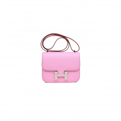 HERMES CONSTANCE 18 BUBBLEGUM EPSOM PALLADIUM HARDWARE (18cm)