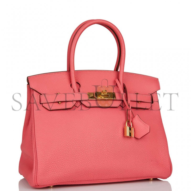 HERMES BIRKIN 30 ROSE LIPSTICK TOGO GOLD HARDWARE (30cm)