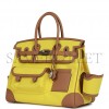 HERMES BIRKIN CARGO 35 JAUNE CITRON TOILE AND CHAI SWIFT PALLADIUM HARDWARE 39728751083614 (35*28*18cm)