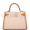 HERMES KELLY SELLIER 28 SESAME TOILE AND SWIFT PALLADIUM HARDWARE (28*22*10cm)