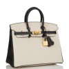 HERMES SPECIAL ORDER (HSS) BIRKIN 25 CRAIE AND BLACK TOGO BRUSHED GOLD HARDWARE HANDMADE (25cm)