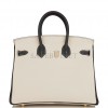 HERMES SPECIAL ORDER (HSS) BIRKIN 25 CRAIE AND BLACK TOGO BRUSHED GOLD HARDWARE HANDMADE (25cm)