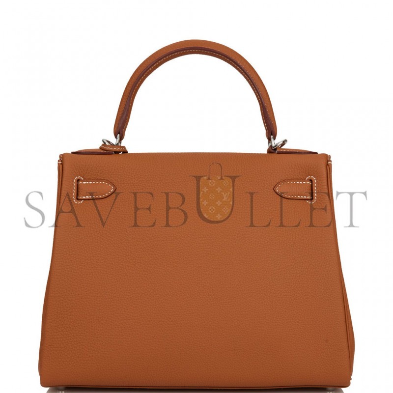 HERMES KELLY RETOURNE 28 GOLD TOGO PALLADIUM HARDWARE  (28*22*10cm)