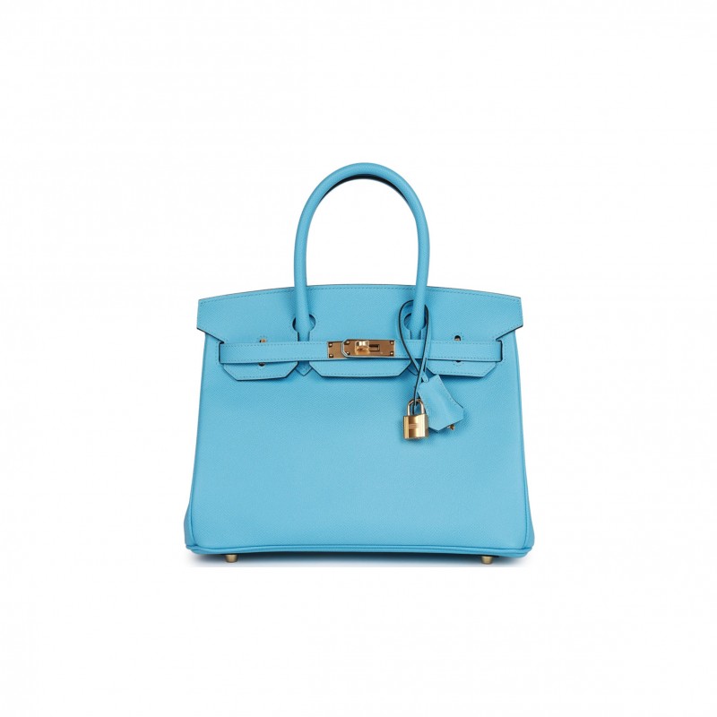 HERMES BIRKIN 30 CELESTE EPSOM GOLD HARDWARE (30cm)