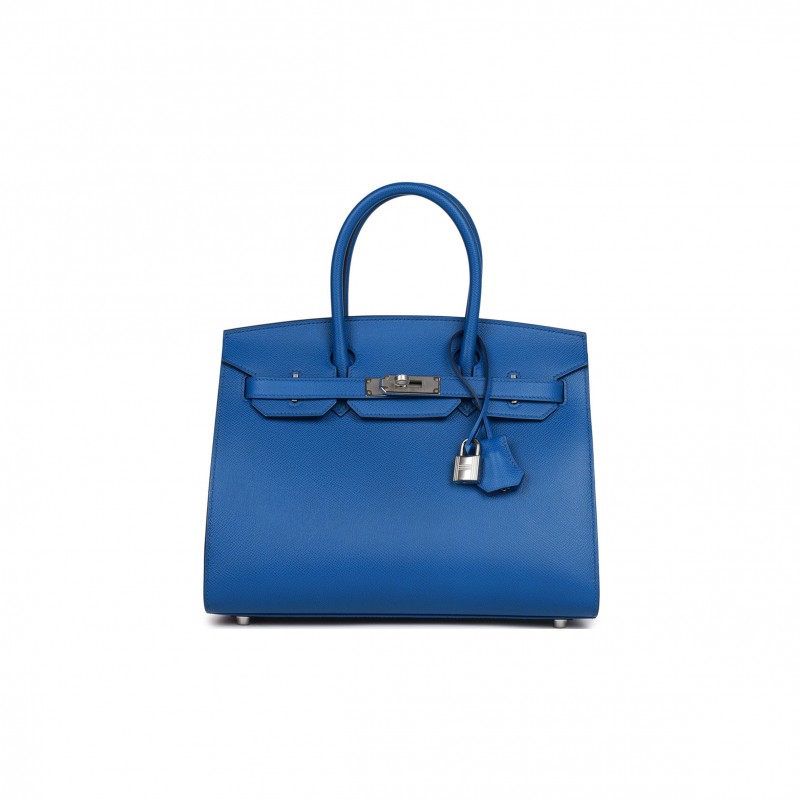 HERMES BIRKIN SELLIER 30 BLEU FRANCE EPSOM PALLADIUM HARDWARE 39822089420894 (30cm)