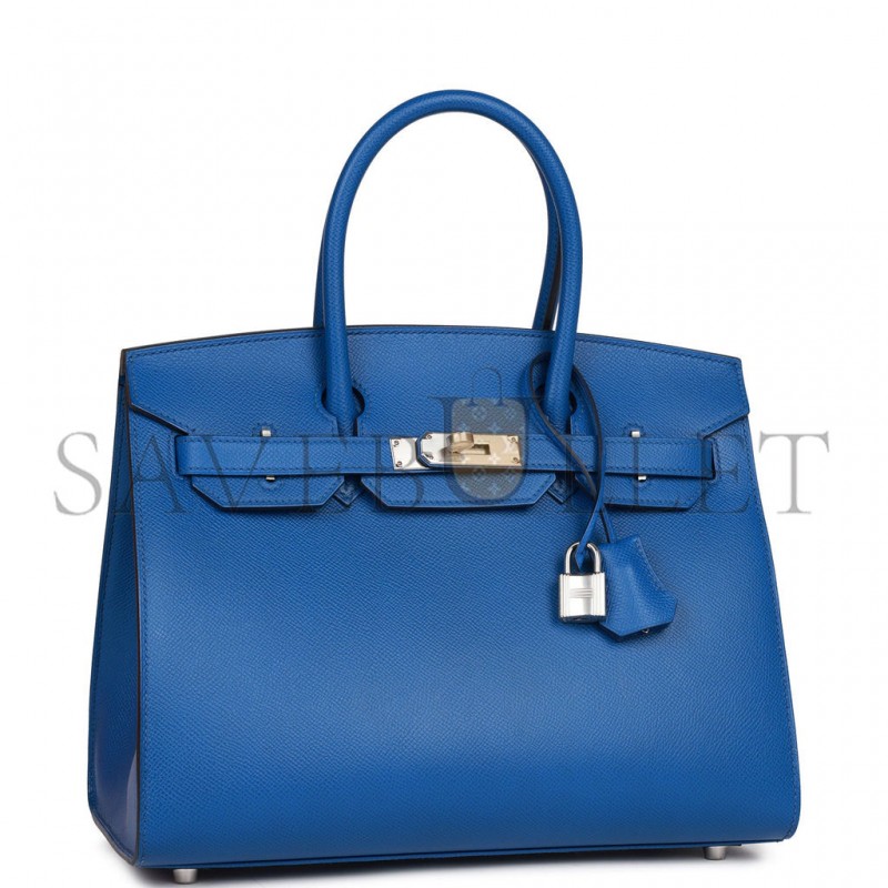 HERMES BIRKIN SELLIER 30 BLEU FRANCE EPSOM PALLADIUM HARDWARE 39822089420894 (30cm)