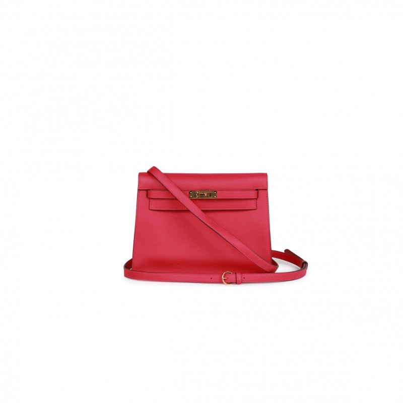 HERMES KELLY DANSE FRAMBOISE EVERCOLOR GOLD HARDWARE (22*16*7cm)