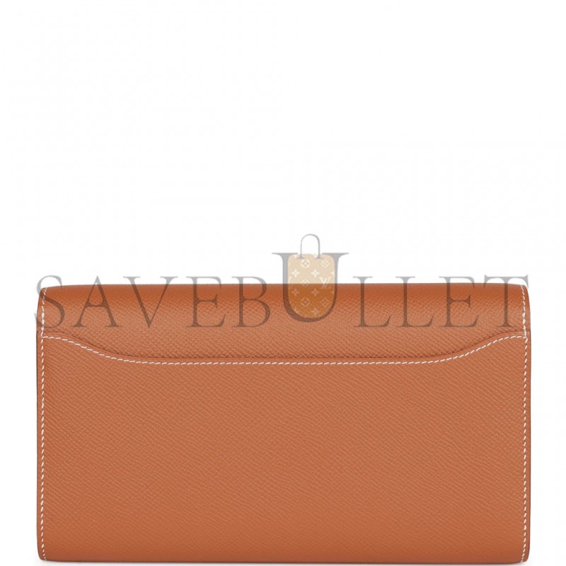 HERMES CONSTANCE WALLET TO GO GOLD EPSOM GOLD HARDWARE (22*11cm)