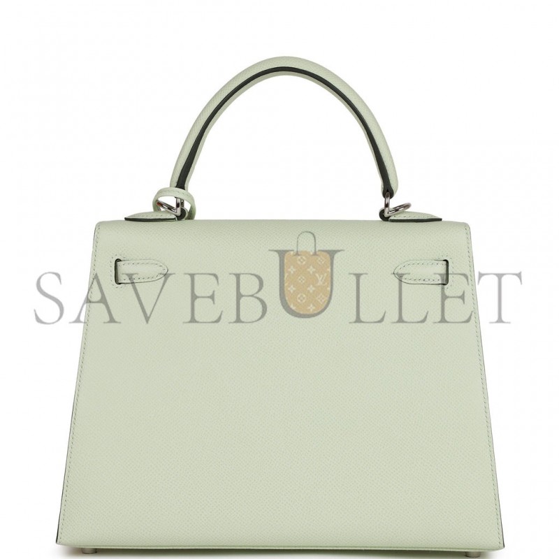 HERMES KELLY SELLIER 25 VERT FIZZ EPSOM PALLADIUM HARDWARE HANDMADE  (25*17*7cm)