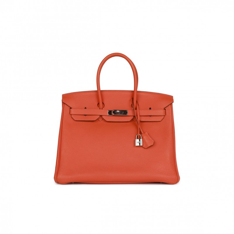 HERMES BIRKIN 35 ORANGE H CLEMENCE PALLADIUM HARDWARE (35cm)