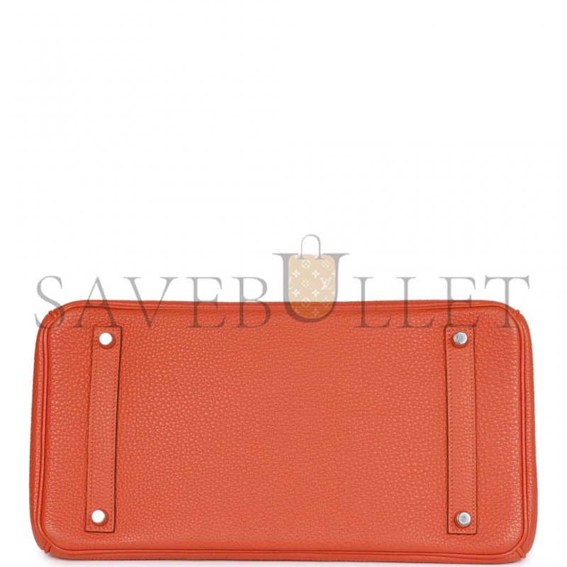 HERMES BIRKIN 35 ORANGE H CLEMENCE PALLADIUM HARDWARE (35cm)