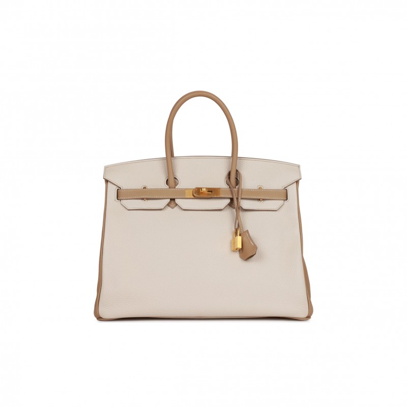 HERMES SPECIAL ORDER (HSS) BIRKIN 35 CRAIE AND TRENCH CLEMENCE BRUSHED GOLD HARDWARE (35*25*18cm)