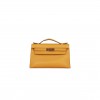 HERMES KELLY POCHETTE JAUNE AMBRE SWIFT GOLD HARDWARE  (22*12*13cm)