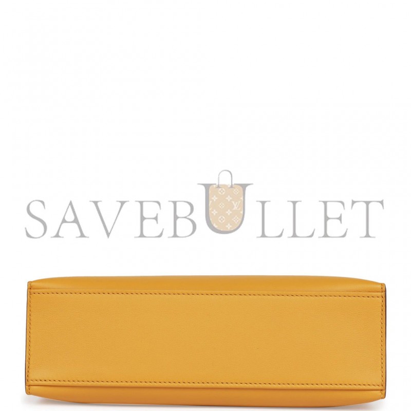 HERMES KELLY POCHETTE JAUNE AMBRE SWIFT GOLD HARDWARE  (22*12*13cm)