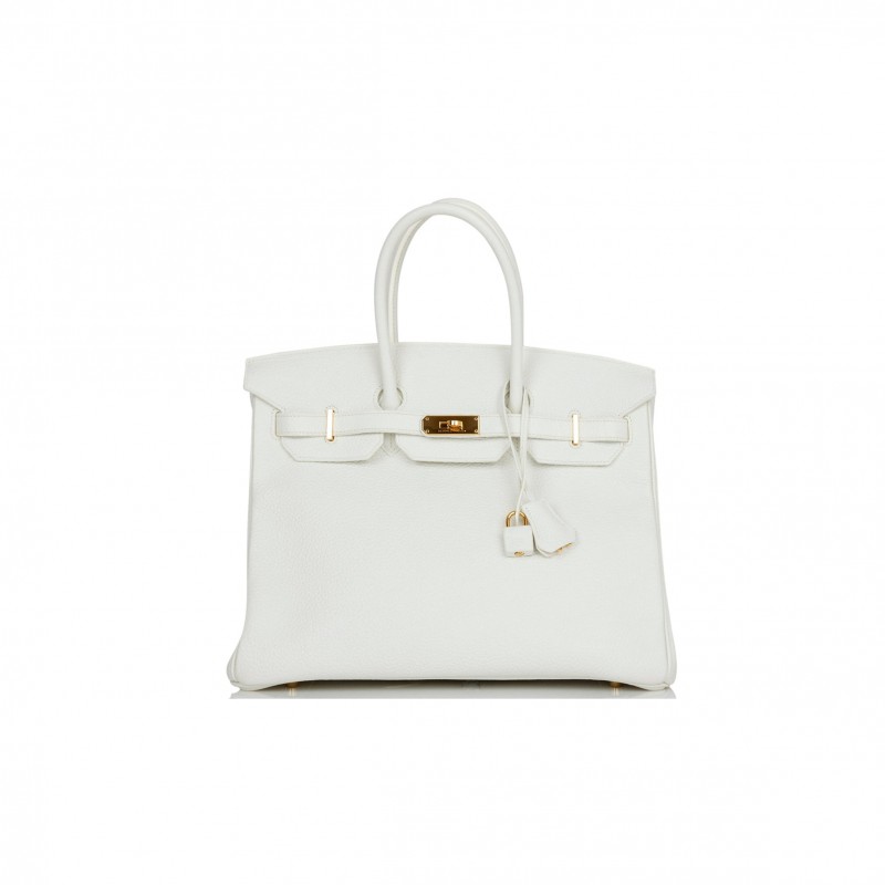 HERMES BIRKIN 35 WHITE CLEMENCE GOLD HARDWARE (35cm)