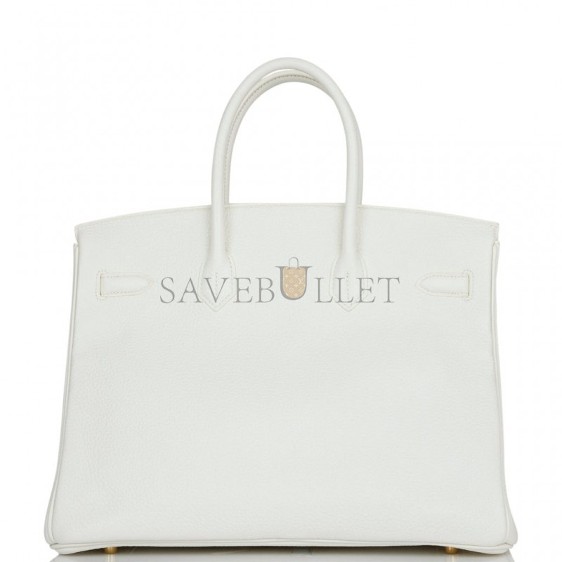 HERMES BIRKIN 35 WHITE CLEMENCE GOLD HARDWARE (35cm)