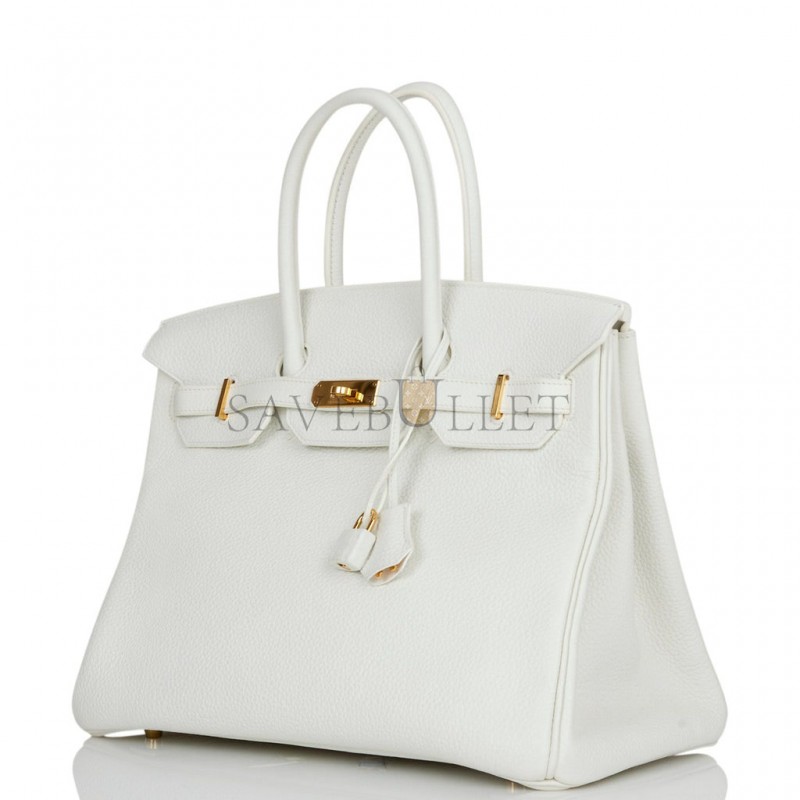 HERMES BIRKIN 35 WHITE CLEMENCE GOLD HARDWARE (35cm)