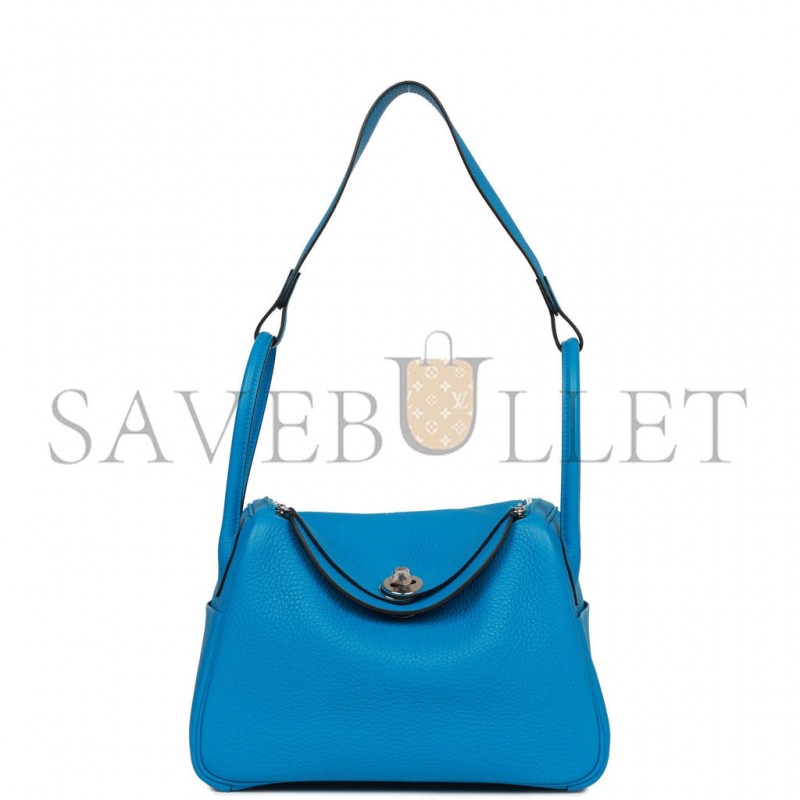 HERMES LINDY 26 BLEU ZANZIBAR VERSO CLEMENCE PALLADIUM HARDWARE(26*18*12cm)