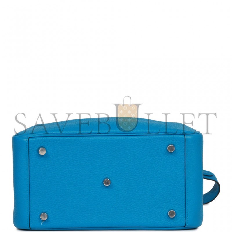 HERMES LINDY 26 BLEU ZANZIBAR VERSO CLEMENCE PALLADIUM HARDWARE(26*18*12cm)