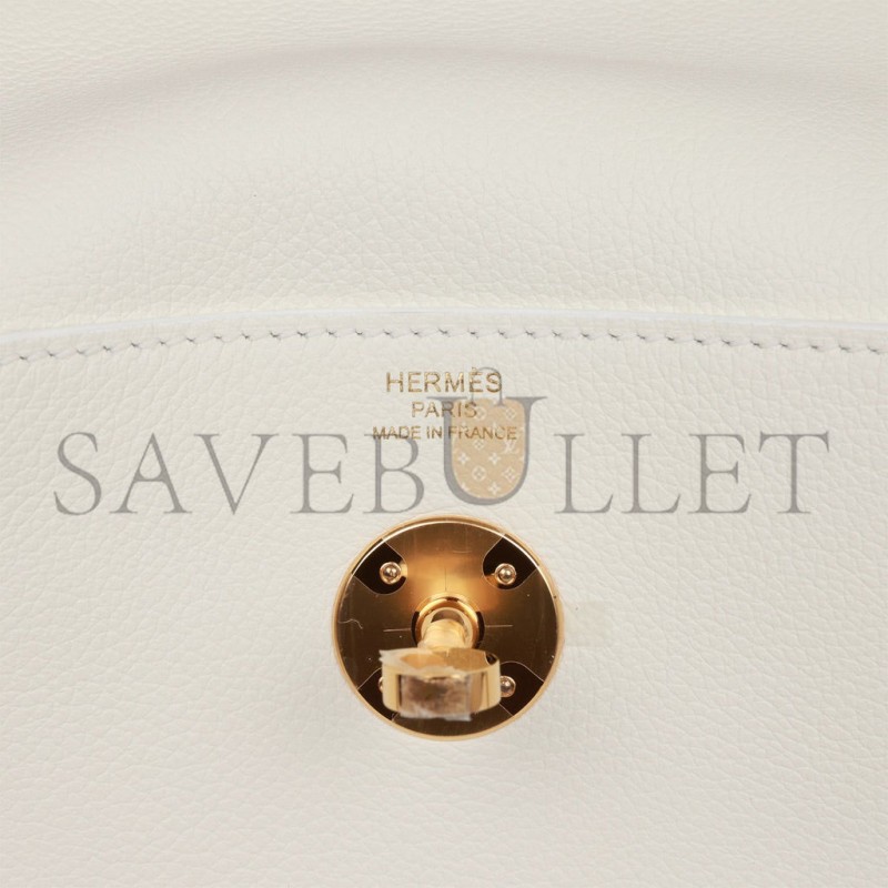 HERMES LINDY 26 WHITE EVERCOLOR GOLD HARDWARE (26*18*12cm)