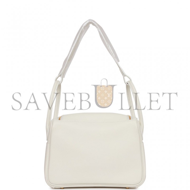 HERMES LINDY 26 WHITE EVERCOLOR GOLD HARDWARE (26*18*12cm)