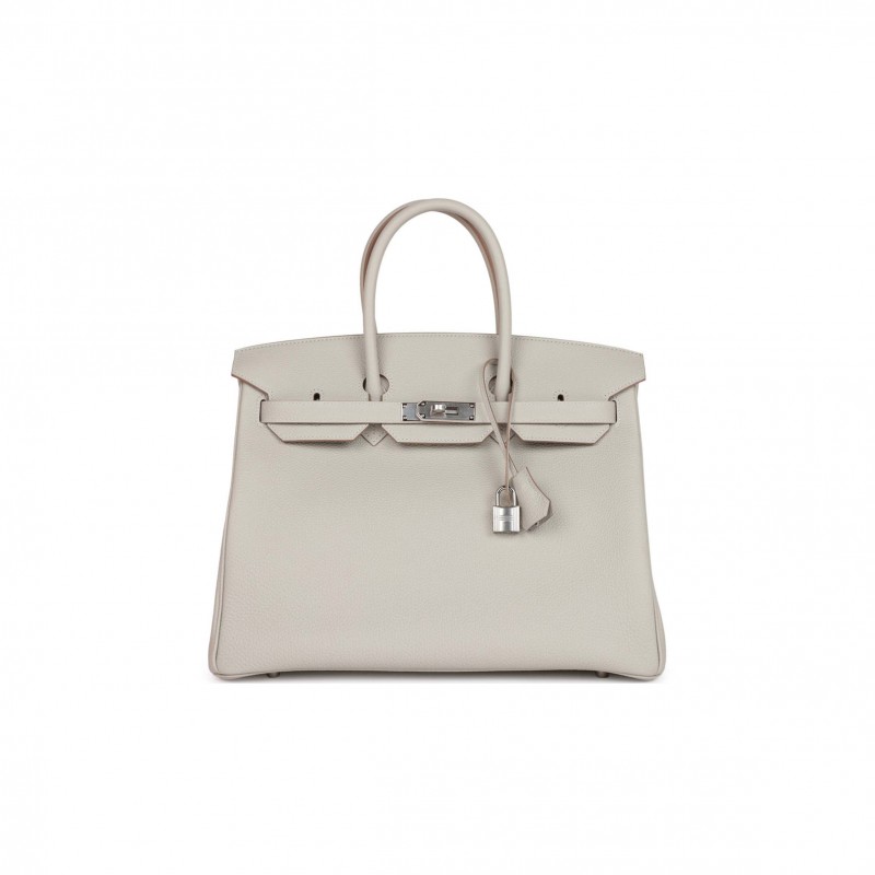 HERMES BIRKIN 35 GRIS PERLE TOGO PALLADIUM HARDWARE 39882110468190 (35cm)