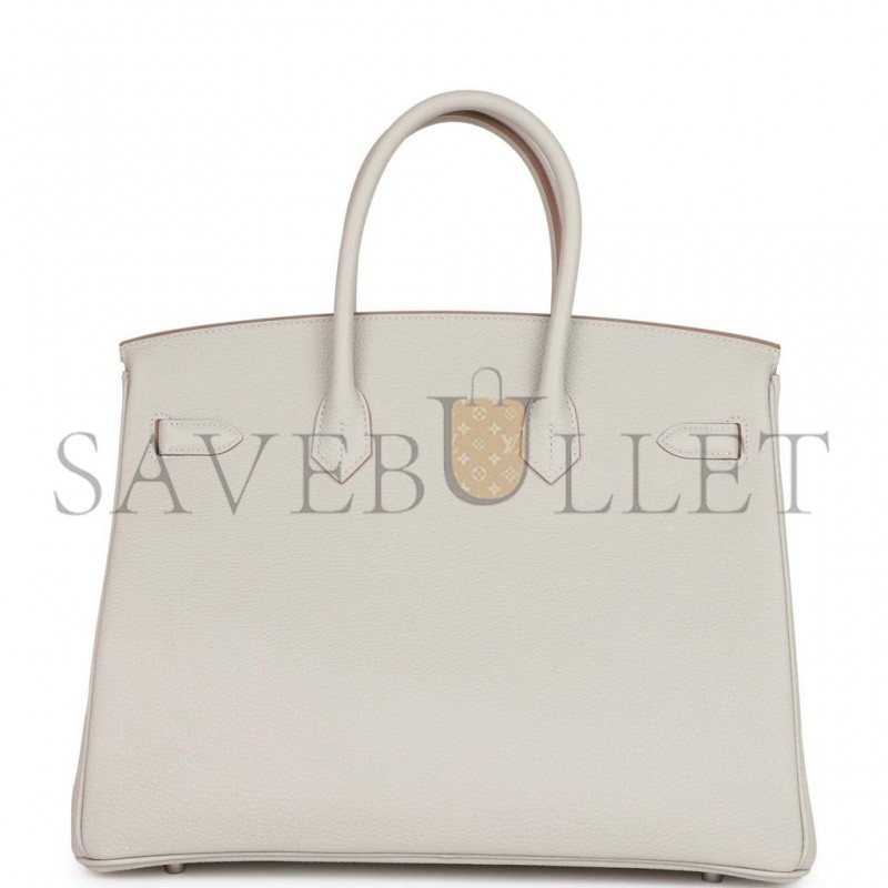 HERMES BIRKIN 35 GRIS PERLE TOGO PALLADIUM HARDWARE 39882110468190 (35cm)