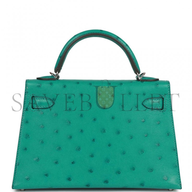 HERMES MASTER MINI KELLY SELLIER 20 VERT VERONE OSTRICH PALLADIUM HARDWARE(19*12*5.5cm) HERMES MASTER MINI KELLY SELLIER 20 VERT VERONE OSTRICH PALLADIUM HARDWARE(19*12*5.5cm)