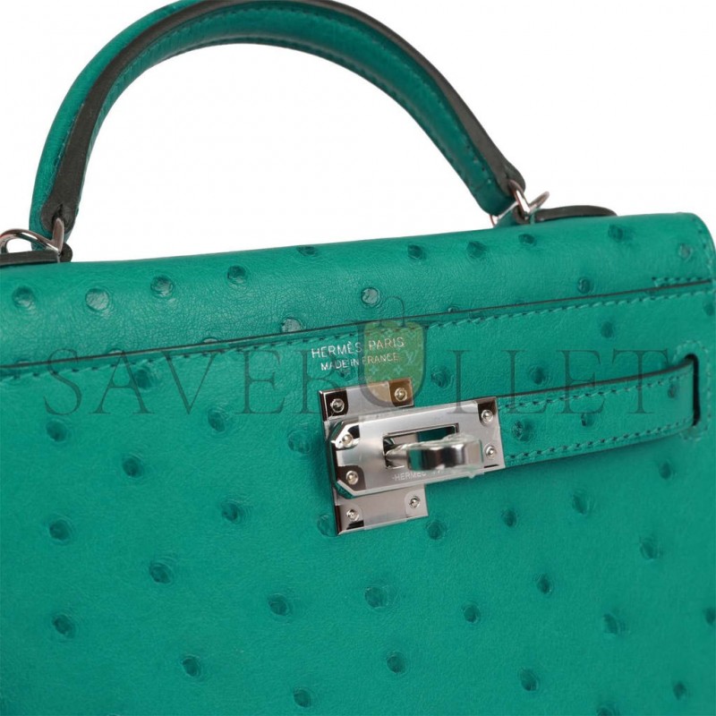 HERMES MASTER MINI KELLY SELLIER 20 VERT VERONE OSTRICH PALLADIUM HARDWARE(19*12*5.5cm) HERMES MASTER MINI KELLY SELLIER 20 VERT VERONE OSTRICH PALLADIUM HARDWARE(19*12*5.5cm)