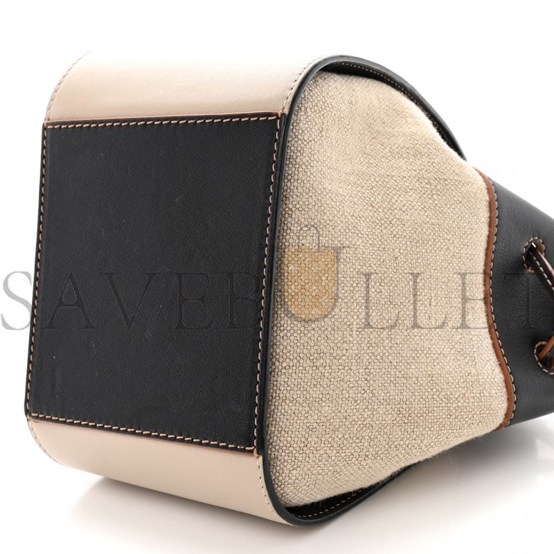 LOEWE CALFSKIN CANVAS MINI HAMMOCK SHOULDER BAG MINK BLACK (20*16*10cm)