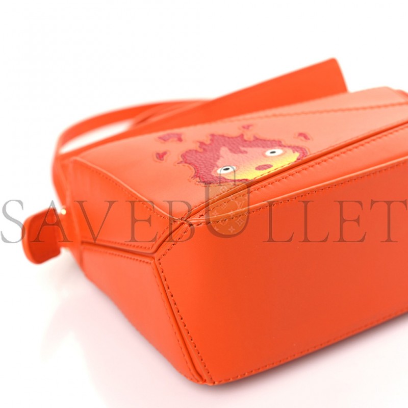 LOEWE X HOWLS MOVING CASTLE SATIN CALFSKIN MINI CALCIFER PUZZLE ORANGE (17*10*7cm)