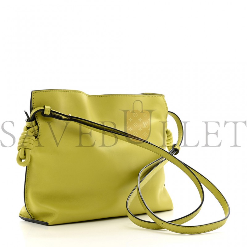 LOEWE CALFSKIN MINI FLAMENCO KNOT CLUTCH LIME YELLOW (23*18*7cm)