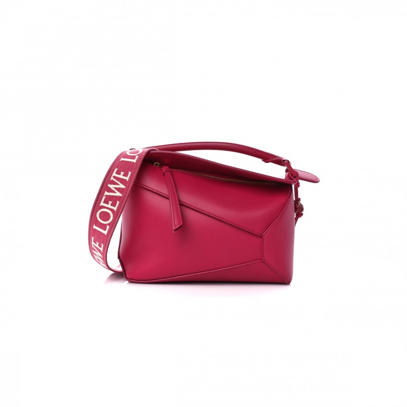 LOEWE SATIN CALFSKIN MONOCHROME SMALL PUZZLE EDGE BAG RUBY RED GLAZE (24*16.5*10.5cm) 