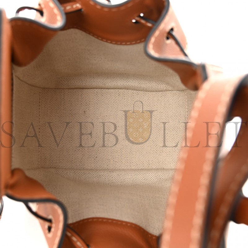 LOEWE CALFSKIN CANVAS MINI HAMMOCK SHOULDER BAG NATURAL TAN (18*17*10cm)