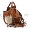 LOEWE CALFSKIN CANVAS MINI HAMMOCK SHOULDER BAG NATURAL TAN (19*17*10cm) LOEWE CALFSKIN CANVAS MINI HAMMOCK SHOULDER BAG NATURAL TAN (19*17*10cm)