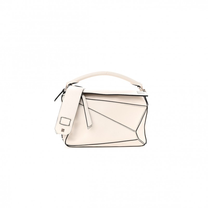 LOEWE GRAINED CALFSKIN SMALL PUZZLE BAG WHITE (24*16.5*10.5cm)