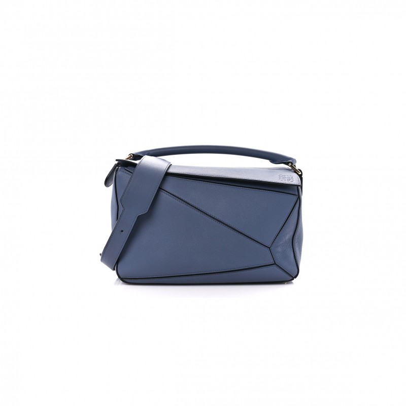 LOEWE CALFSKIN MEDIUM PUZZLE BAG BLUE (29*19.5*14cm)