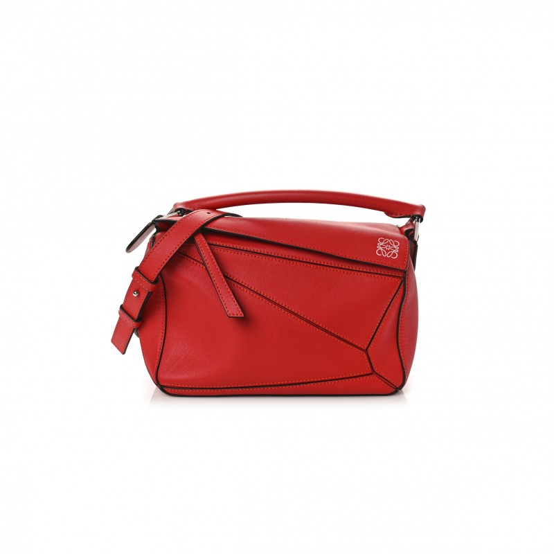 LOEWE CALFSKIN SMALL PUZZLE BAG SCARLET (24*16.5*10.5cm)