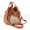 LOEWE CALFSKIN CANVAS MINI HAMMOCK SHOULDER BAG NATURAL TAN (18*17*10cm)