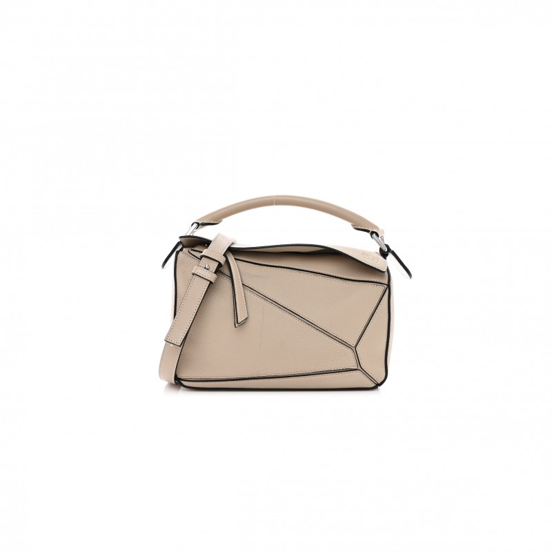 LOEWE GRAINED CALFSKIN SMALL PUZZLE BAG SAND (24*16.5*10.5cm) 