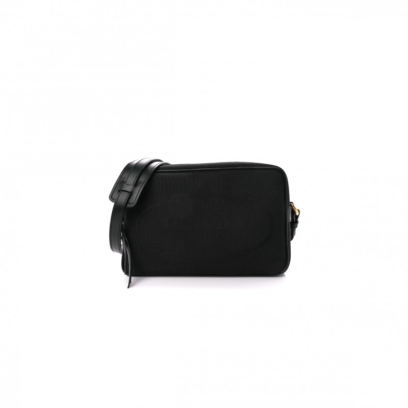 PRADA JACQUARD LOGO CAMERA BAG BLACK (23*15*8cm)